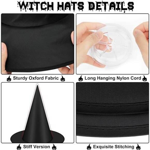 12 PCS Halloween Witch Hats - Picture 3 of 7